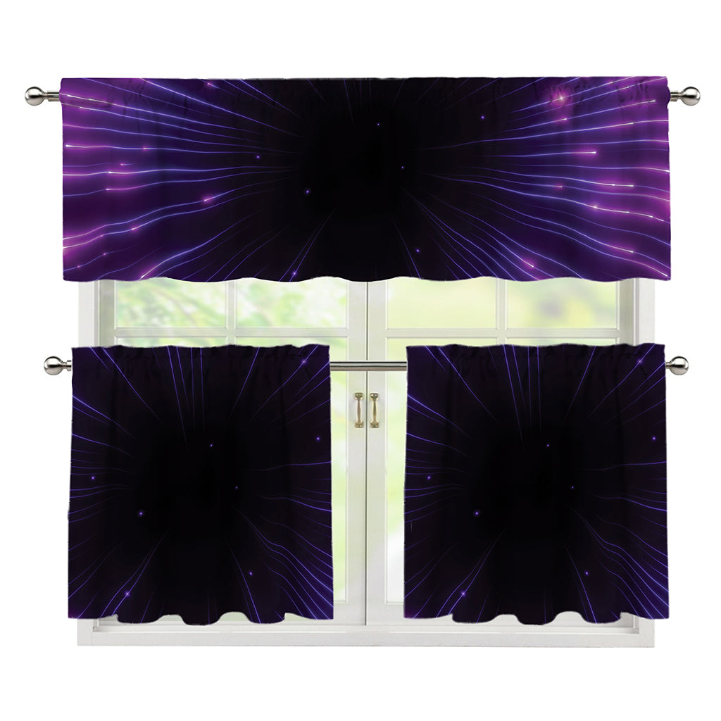Purple Hyperspace Print 3 Piece Kitchen Curtains