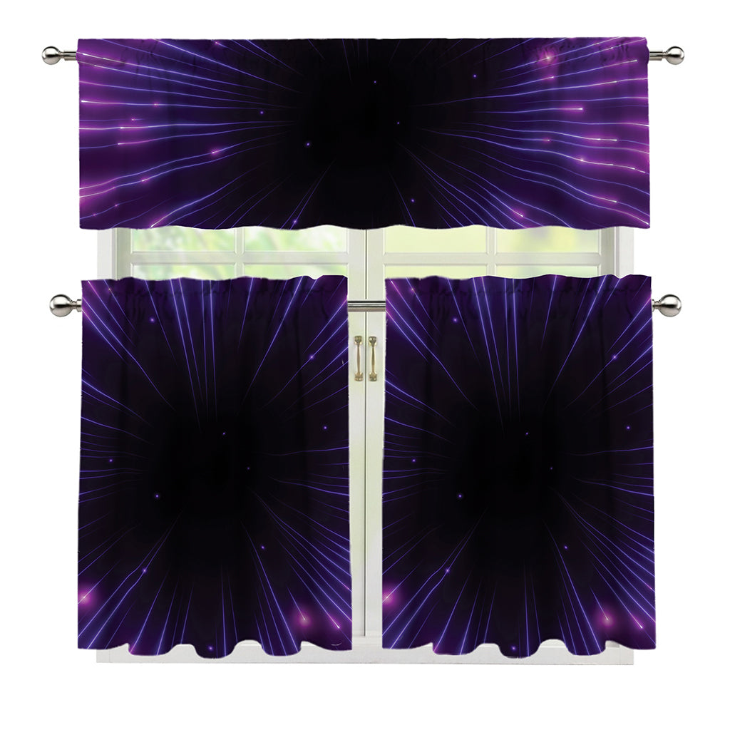 Purple Hyperspace Print 3 Piece Kitchen Curtains