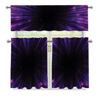 Purple Hyperspace Print 3 Piece Kitchen Curtains