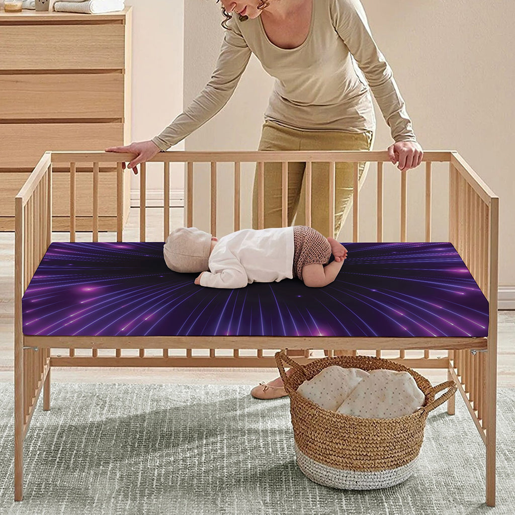 Purple Hyperspace Print Baby Crib Sheet