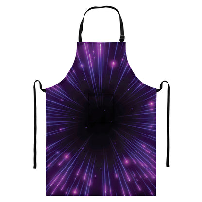 Purple Hyperspace Print Bib Apron With Pocket