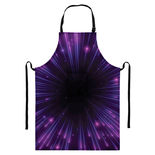Purple Hyperspace Print Bib Apron With Pocket
