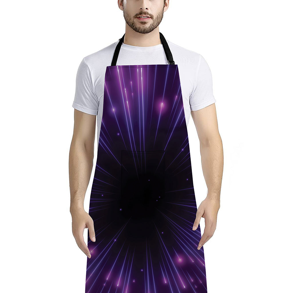 Purple Hyperspace Print Bib Apron With Pocket