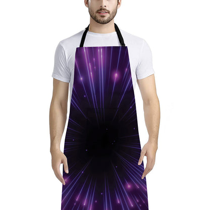 Purple Hyperspace Print Bib Apron With Pocket