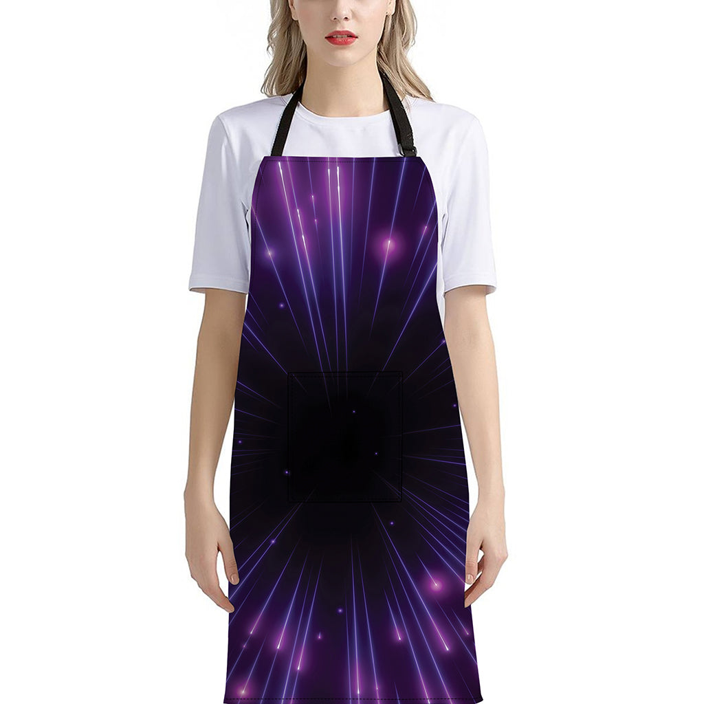 Purple Hyperspace Print Bib Apron With Pocket