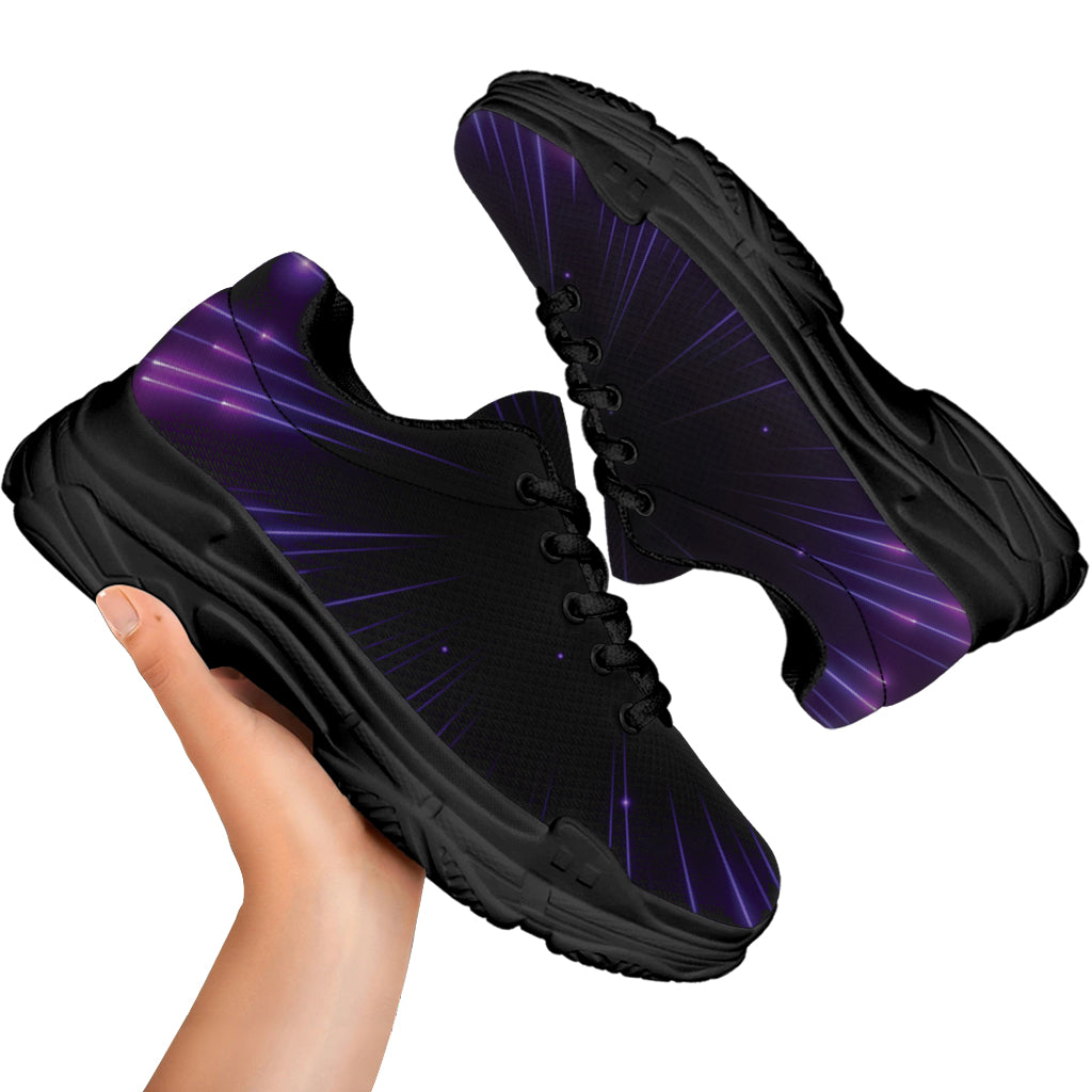 Purple Hyperspace Print Black Chunky Shoes