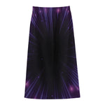 Purple Hyperspace Print Cotton Front Slit Maxi Skirt
