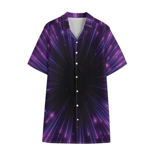 Purple Hyperspace Print Cotton Hawaiian Shirt