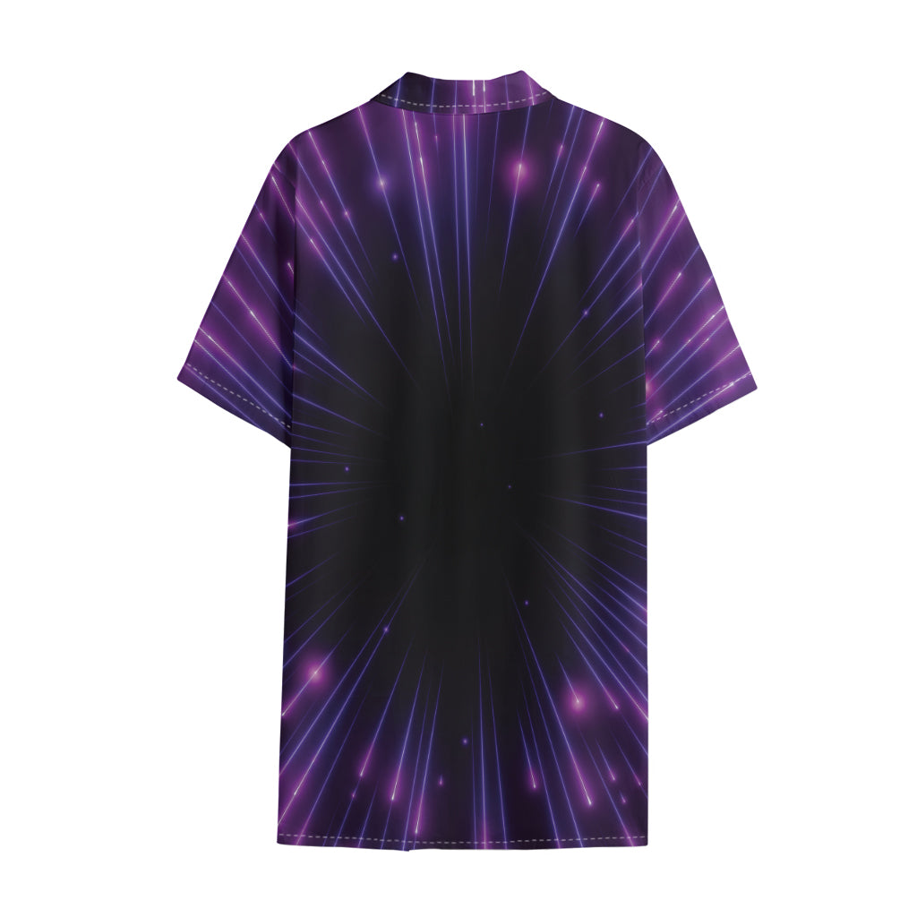 Purple Hyperspace Print Cotton Hawaiian Shirt