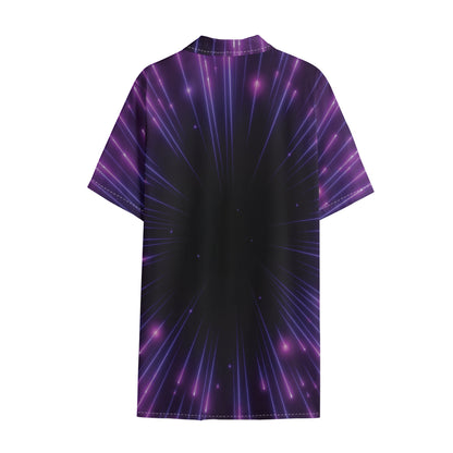 Purple Hyperspace Print Cotton Hawaiian Shirt