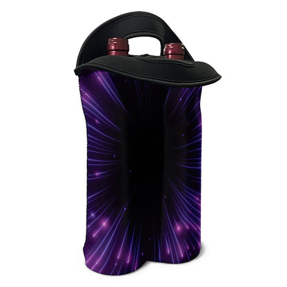 Purple Hyperspace Print Double Neoprene Wine Tote