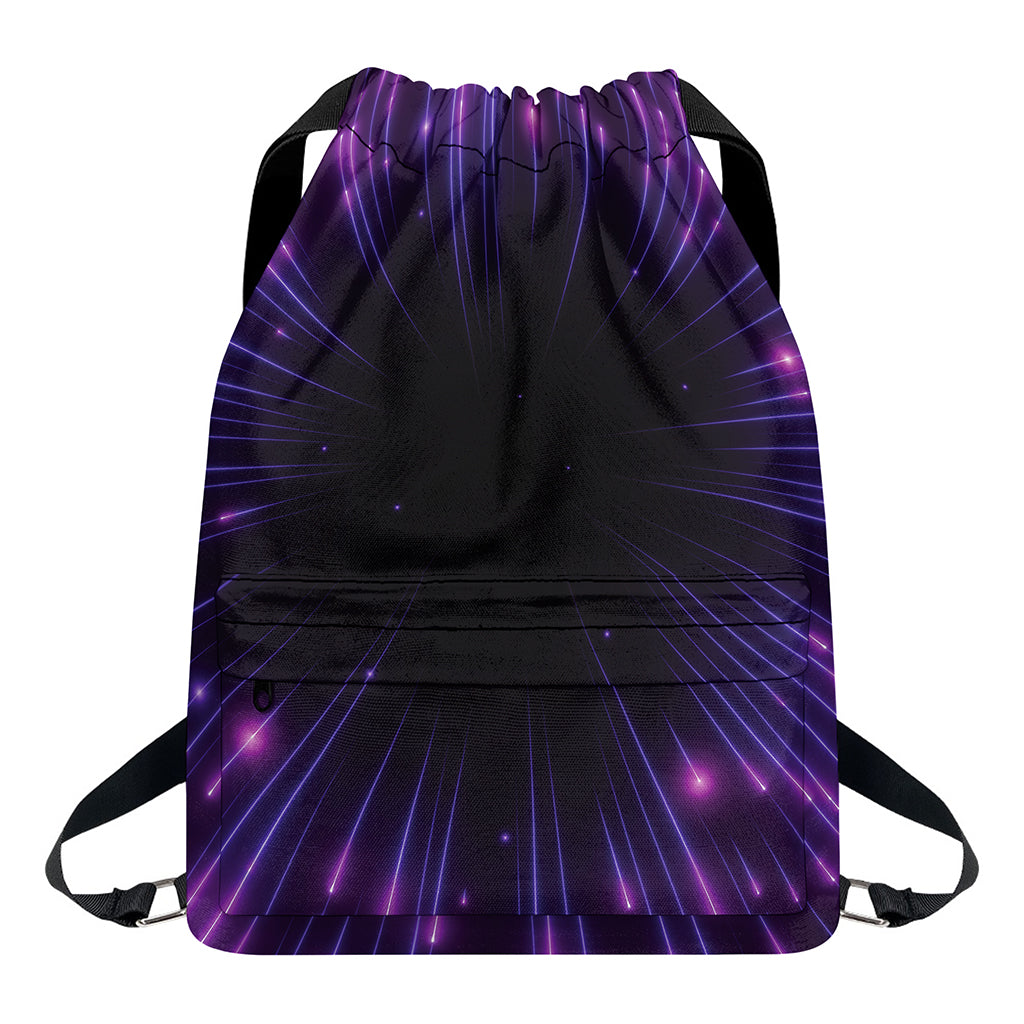 Purple Hyperspace Print Drawstring Backpack