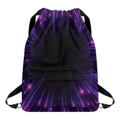 Purple Hyperspace Print Drawstring Backpack