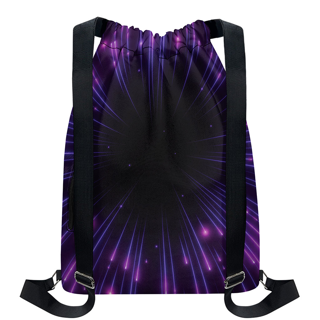 Purple Hyperspace Print Drawstring Backpack