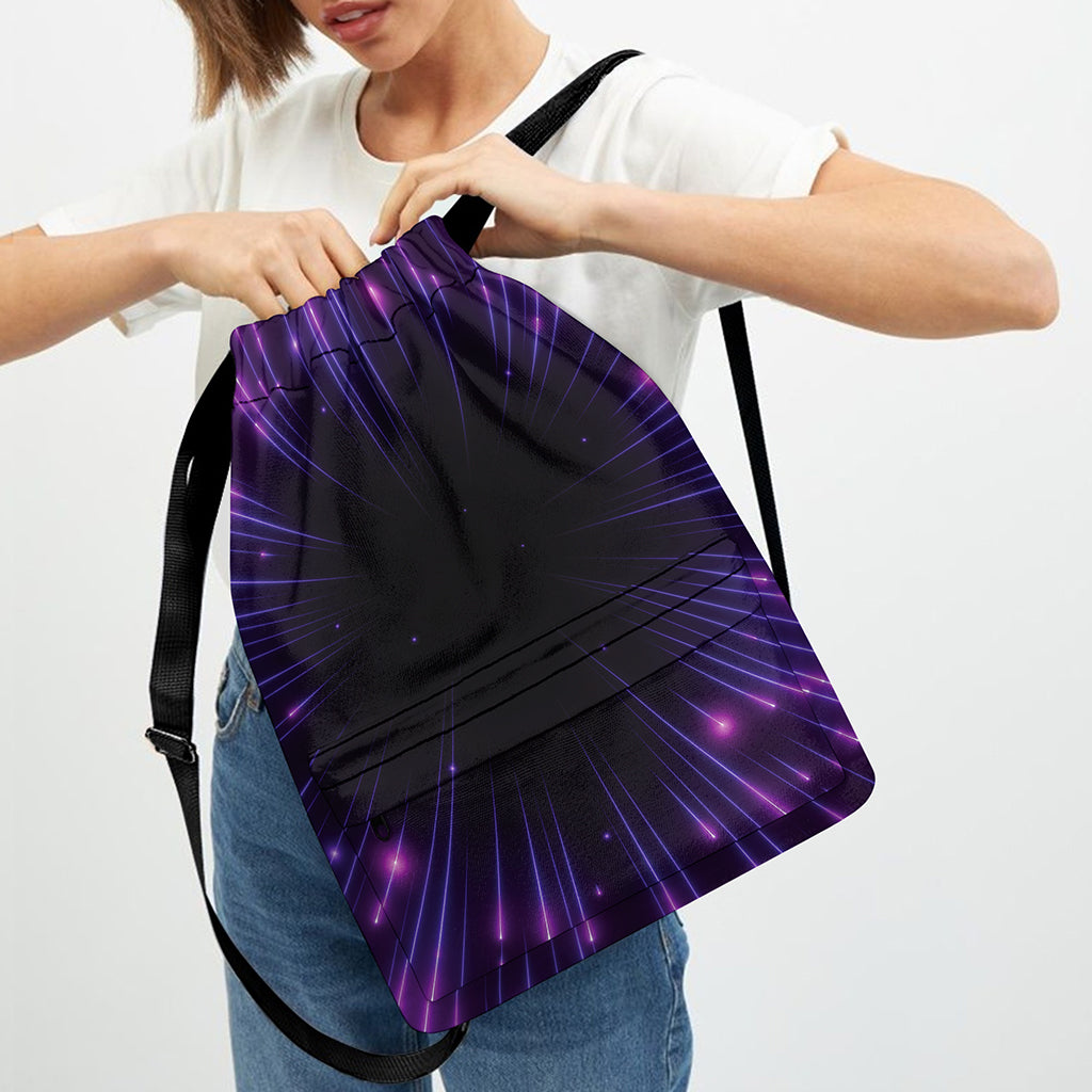 Purple Hyperspace Print Drawstring Backpack