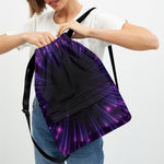 Purple Hyperspace Print Drawstring Backpack