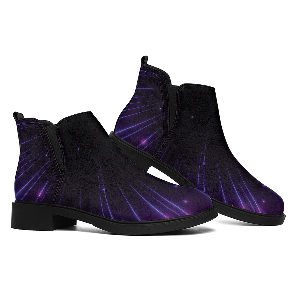 Purple Hyperspace Print Flat Ankle Boots