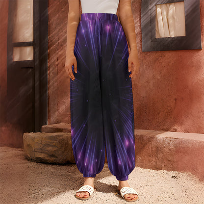Purple Hyperspace Print Harem Pants