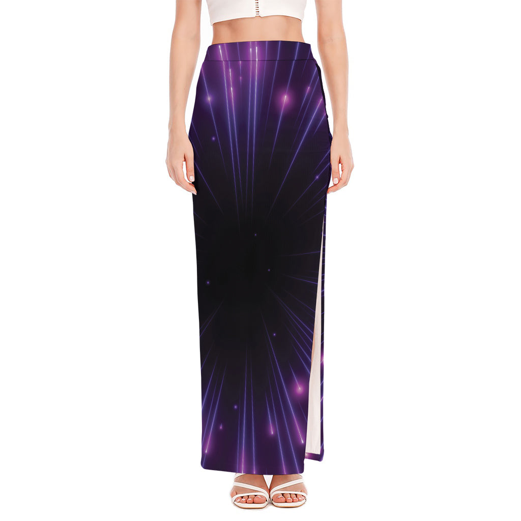 Purple Hyperspace Print High Slit Maxi Skirt