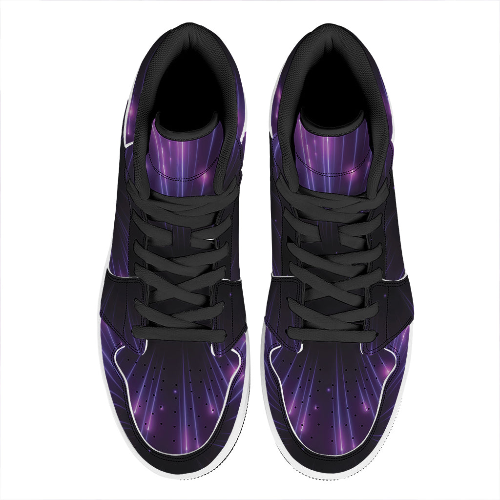 Purple Hyperspace Print High Top Leather Sneakers