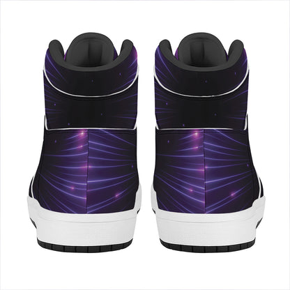 Purple Hyperspace Print High Top Leather Sneakers