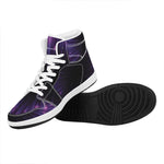 Purple Hyperspace Print High Top Leather Sneakers