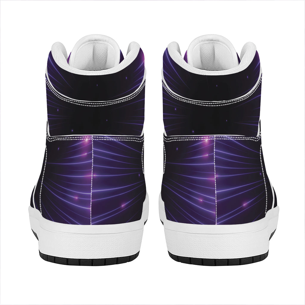 Purple Hyperspace Print High Top Leather Sneakers