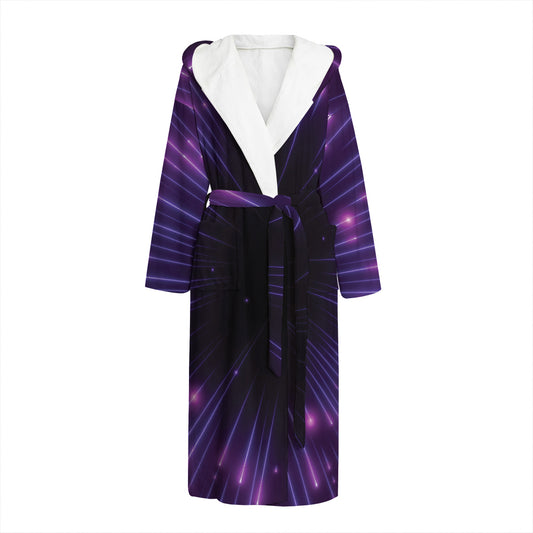 Purple Hyperspace Print Hooded Bathrobe