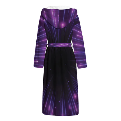 Purple Hyperspace Print Hooded Bathrobe