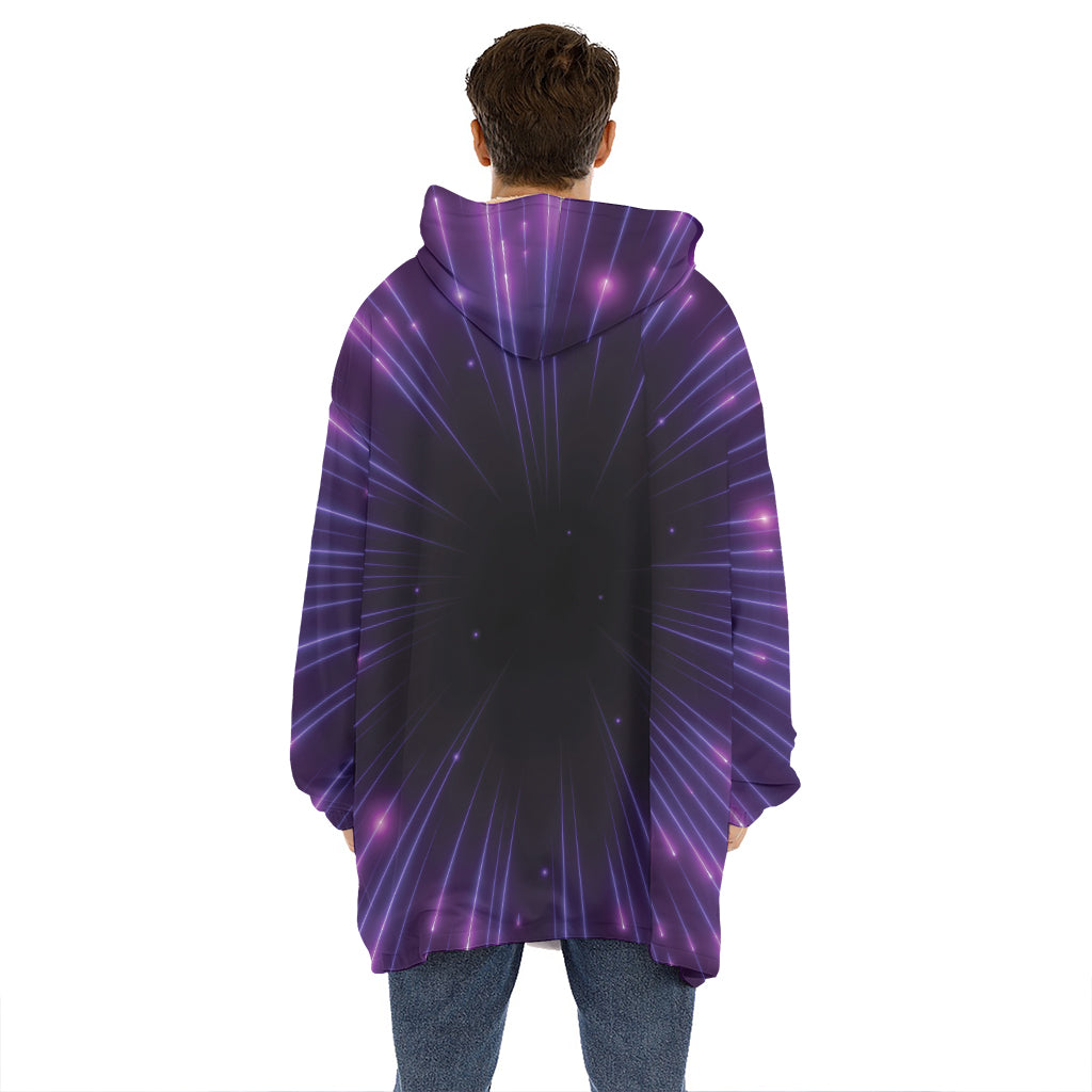 Purple Hyperspace Print Hoodie Blanket