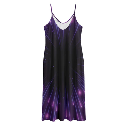 Purple Hyperspace Print Jersey Midi Cami Dress