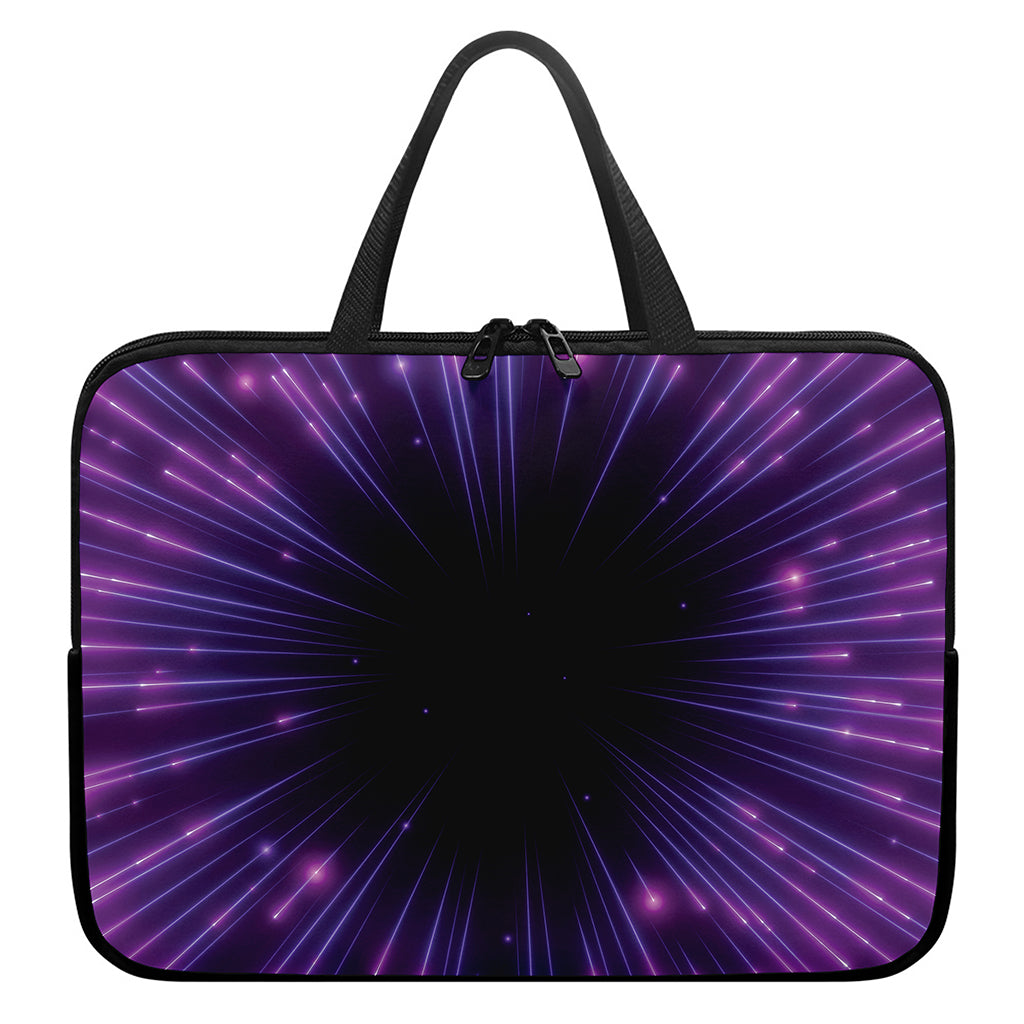 Purple Hyperspace Print Laptop Sleeve With Handle