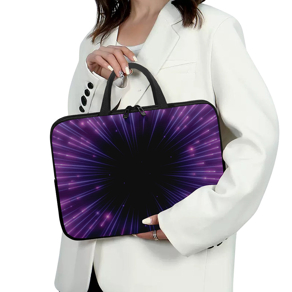 Purple Hyperspace Print Laptop Sleeve With Handle