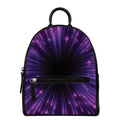 Purple Hyperspace Print Leather Backpack