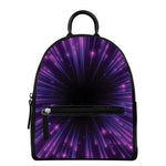 Purple Hyperspace Print Leather Backpack