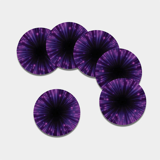 Purple Hyperspace Print Leather Coaster Set