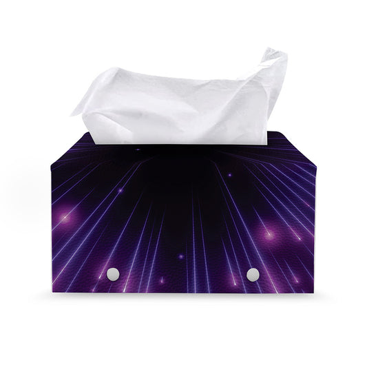 Purple Hyperspace Print Leather Tissue Box Cover