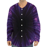 Purple Hyperspace Print Long Sleeve Baseball Jersey