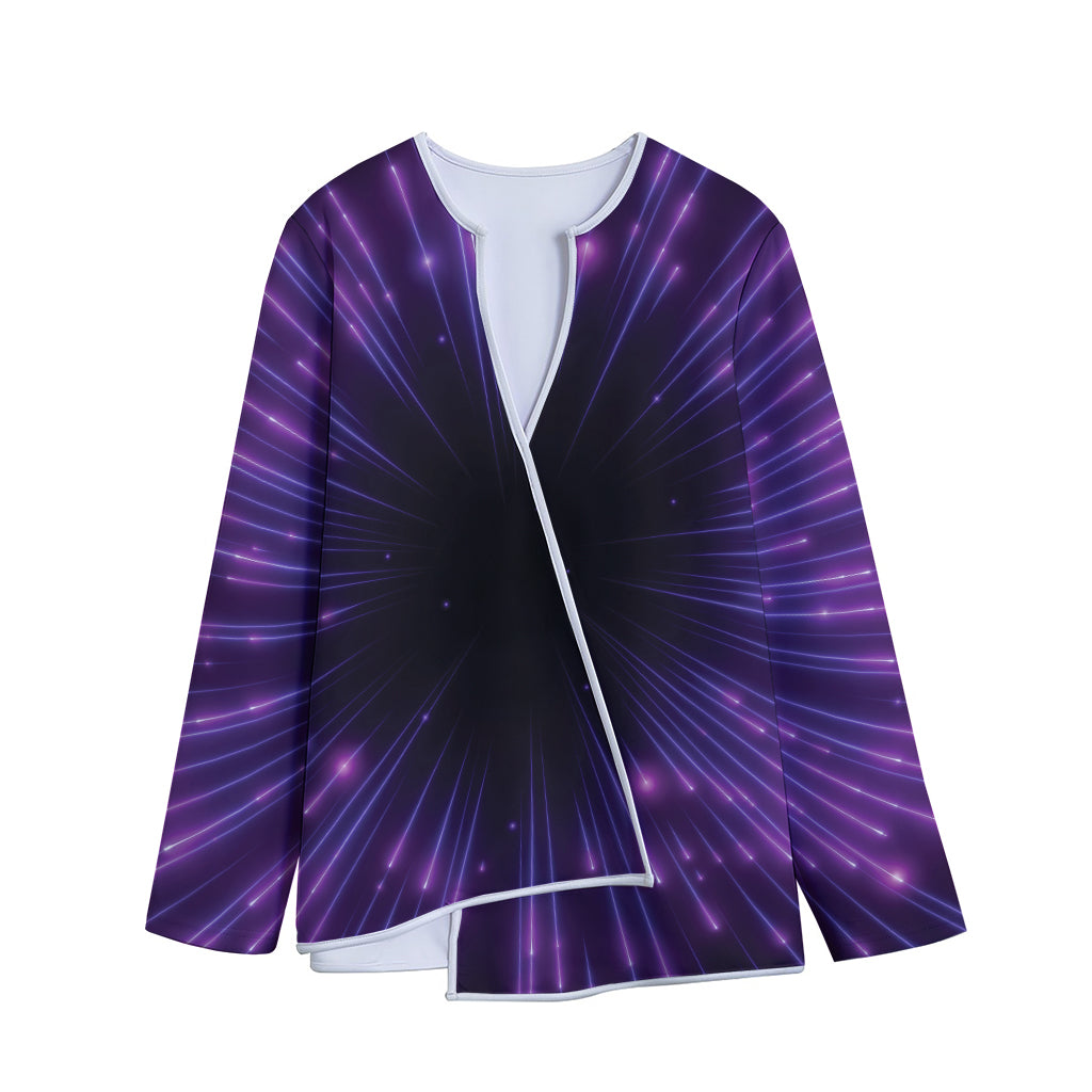 Purple Hyperspace Print Long Sleeve Short Coat