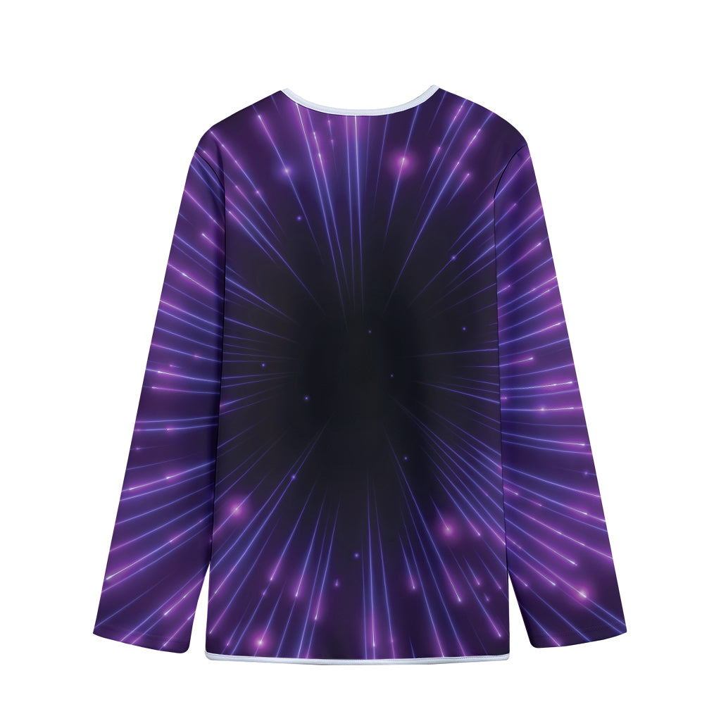 Purple Hyperspace Print Long Sleeve Short Coat