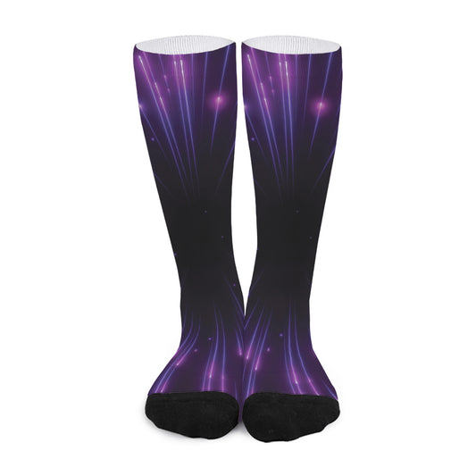 Purple Hyperspace Print Long Socks