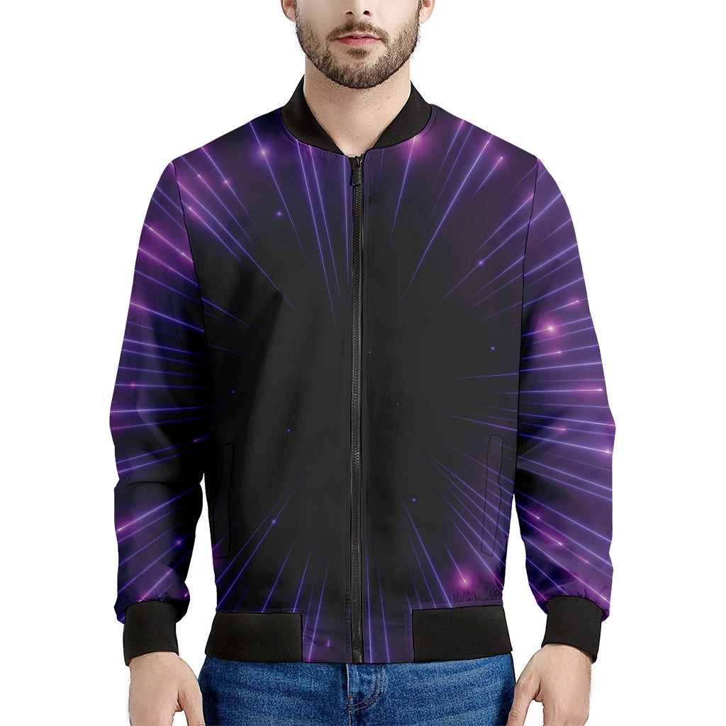 Purple Hyperspace Print Men's Bomber Jacket