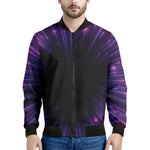 Purple Hyperspace Print Men's Bomber Jacket