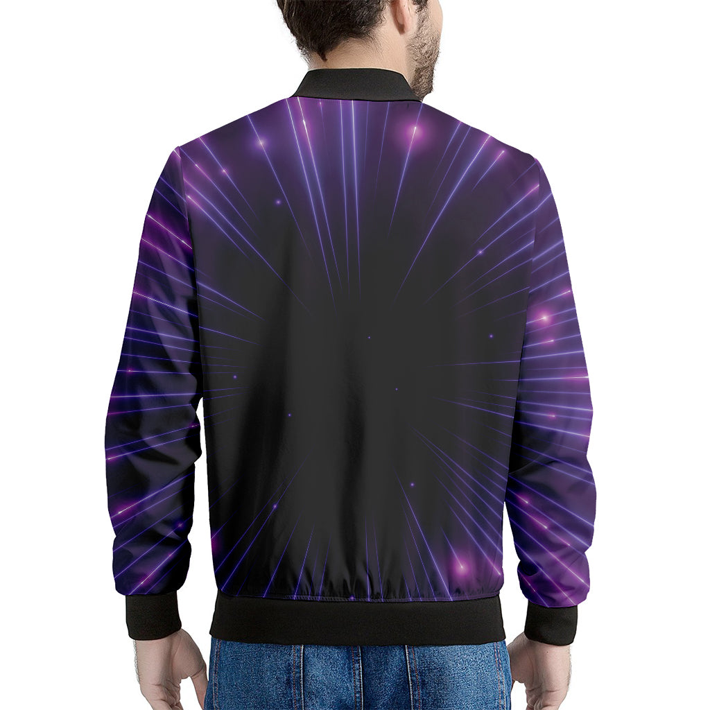 Purple Hyperspace Print Men's Bomber Jacket