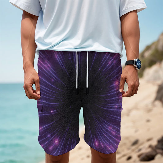 Purple Hyperspace Print Men's Cargo Shorts