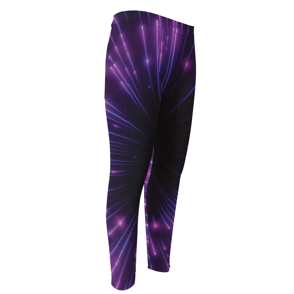 Purple Hyperspace Print Men's Compression Pants