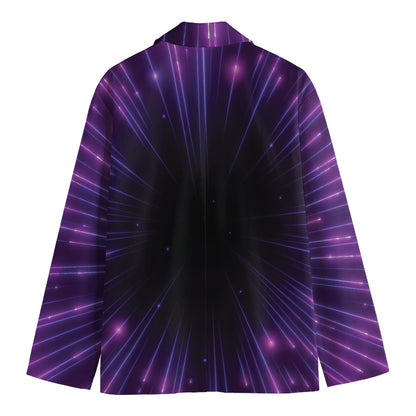 Purple Hyperspace Print Men's Cotton Blazer