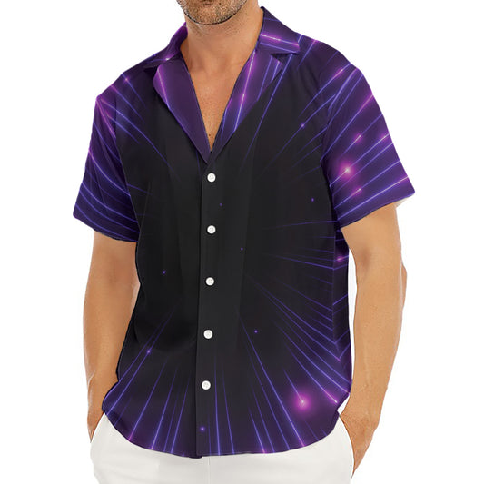 Purple Hyperspace Print Men's Deep V-Neck Shirt