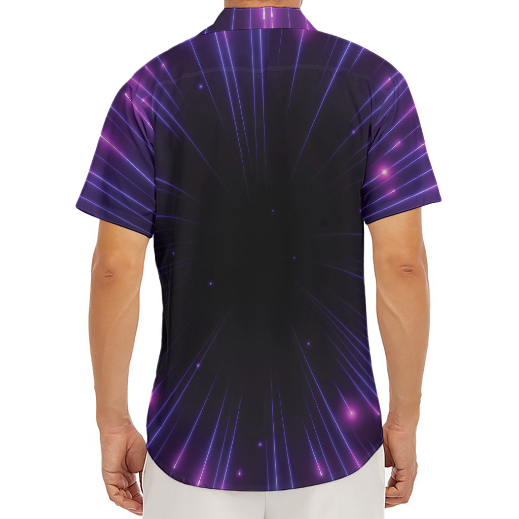 Purple Hyperspace Print Men's Deep V-Neck Shirt