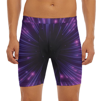 Purple Hyperspace Print Men's Long Boxer Briefs